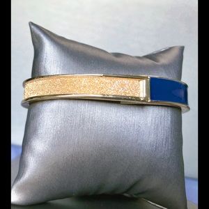 Hinge Bangle Bracelet Gold and Navy